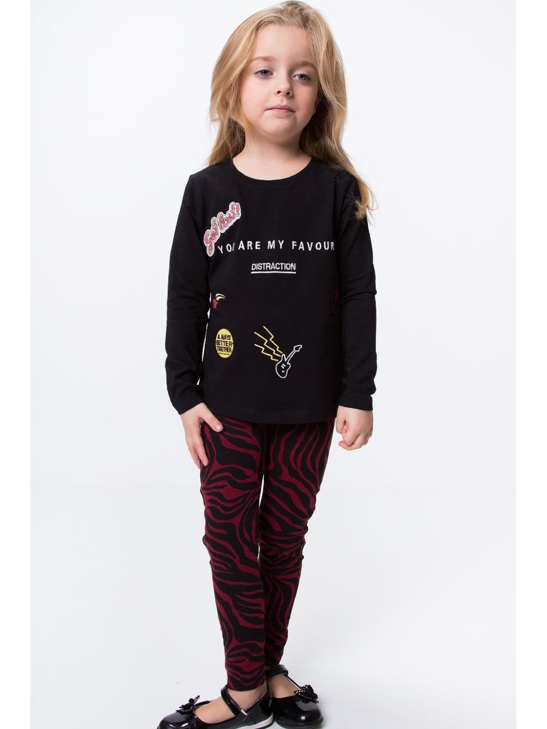 Girls\' black and burgundy trousers NDZ53220 - Online store - Boutique